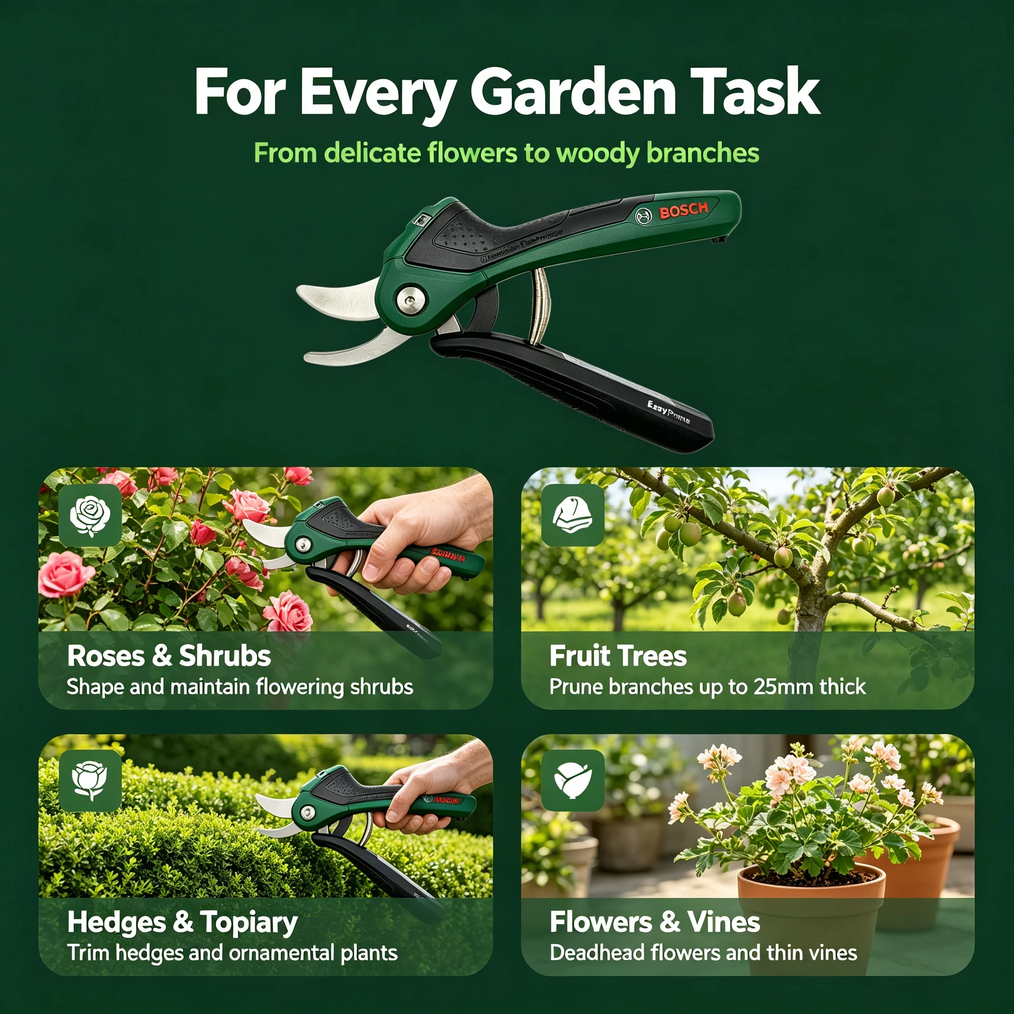 Smart Garden Bosch - Аккумуляторные умные садовые ножницы Bosch 3.6В